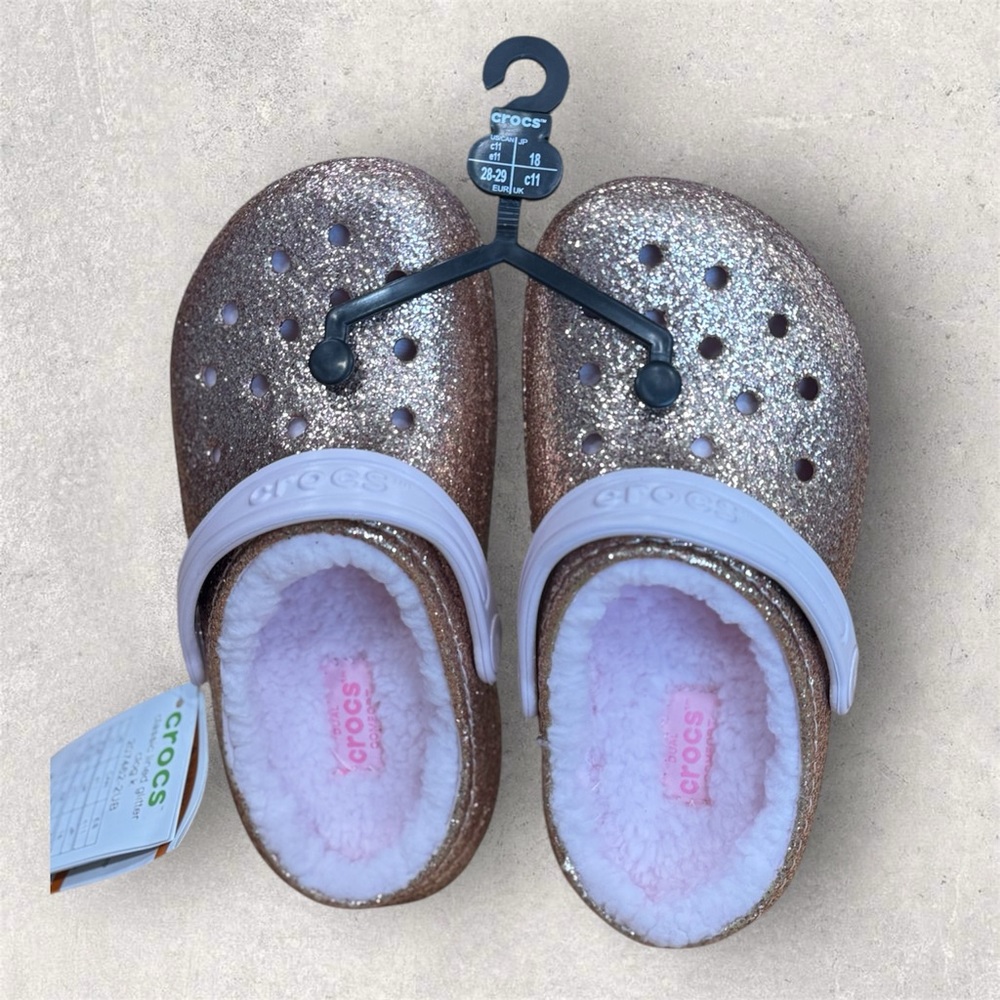 New CROCS Kids lined Glitter - gold/rose pale